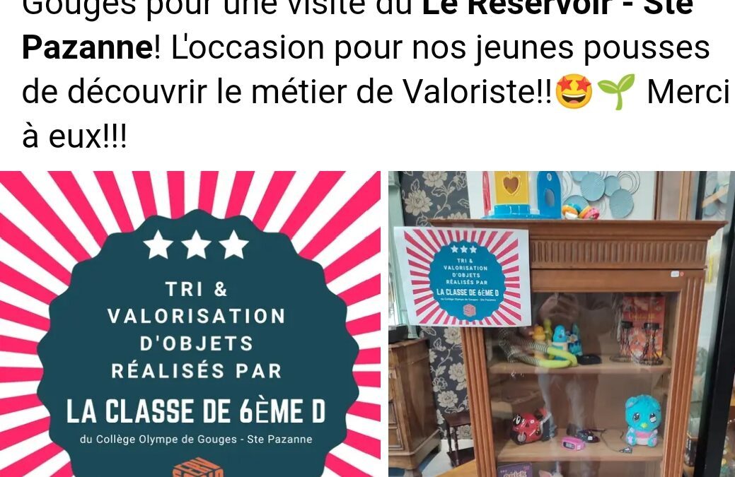 Post publié sur Facebook par la ressourcerie « Le Réservoir »,  pour annoncer la réalisation de la vitrine par les 6 D