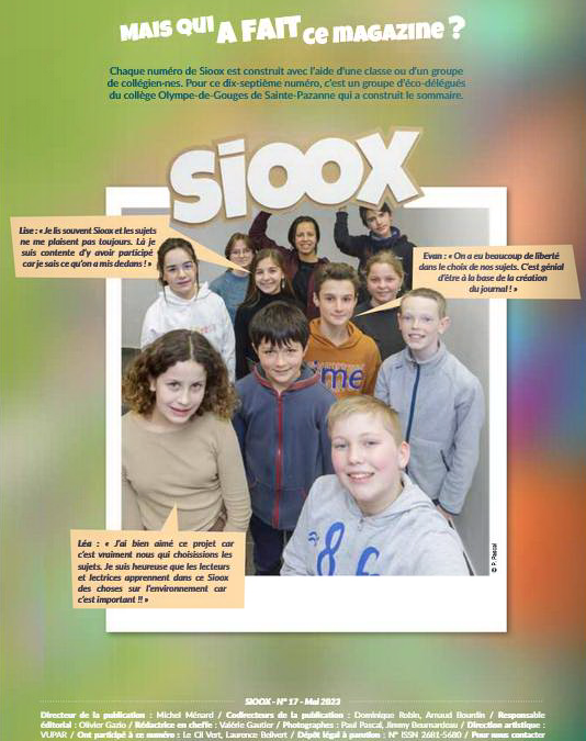 Les ECO-DELEGUES construisent le sommaire du magazine SIOOX n°17- Mai 2023