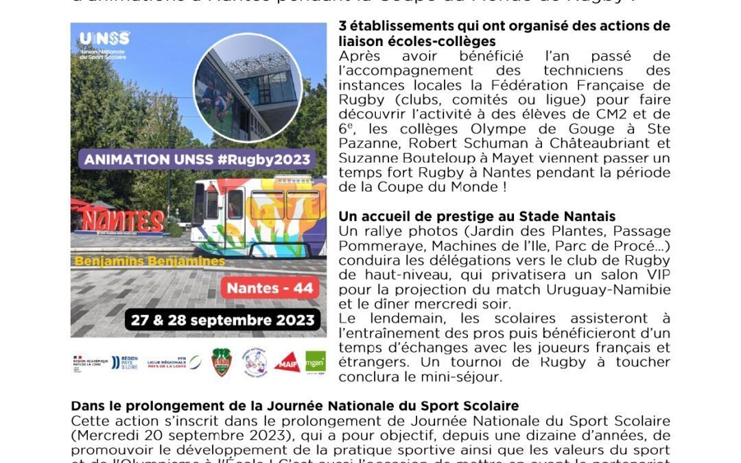 Animation UNSS #Rugby2023